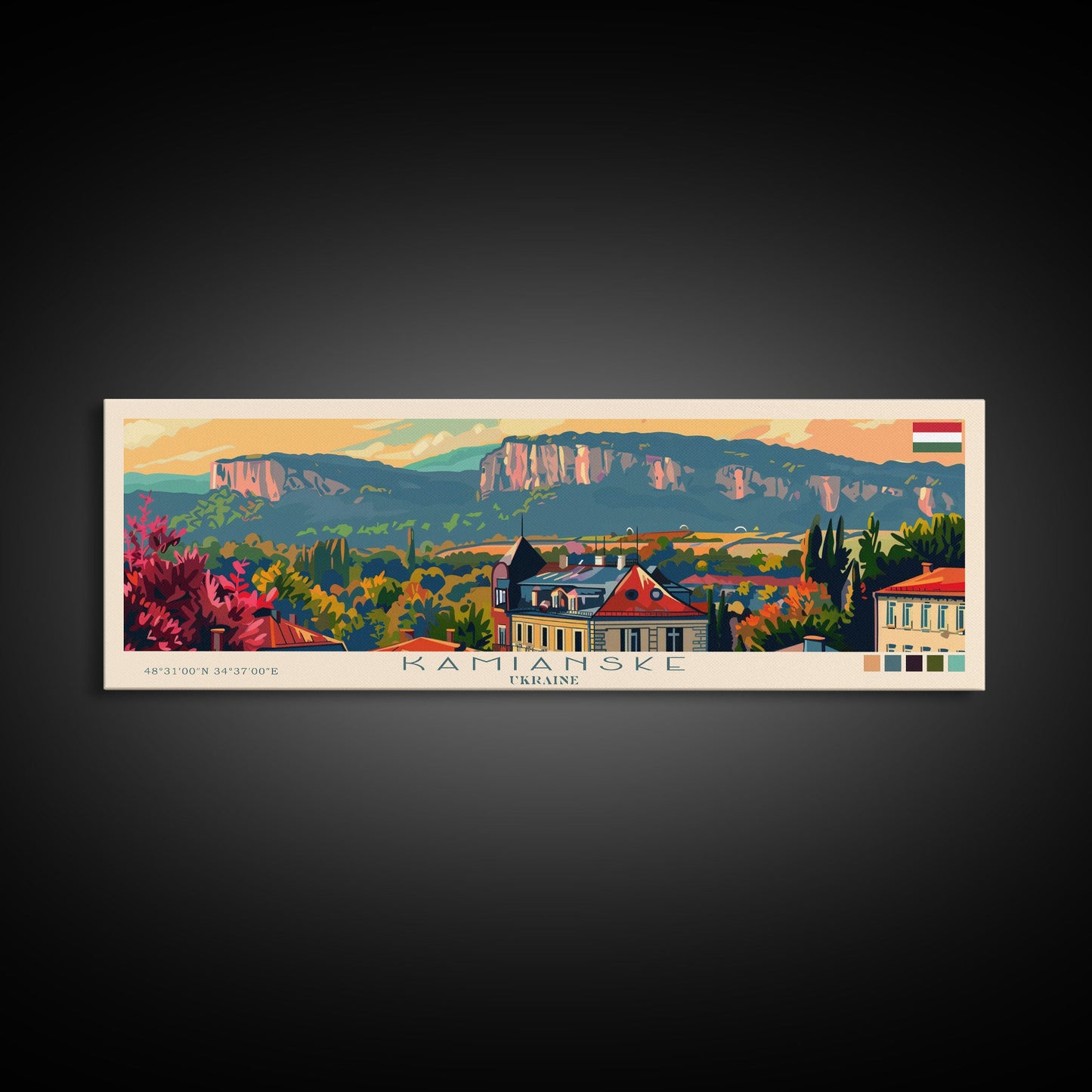 Kamianske Ukraine Wall Art, Panoramic Travel Poster, Panoramic Framed Canvas Print, City Wall Art, Wall Hanging Home Decor, Travel Art