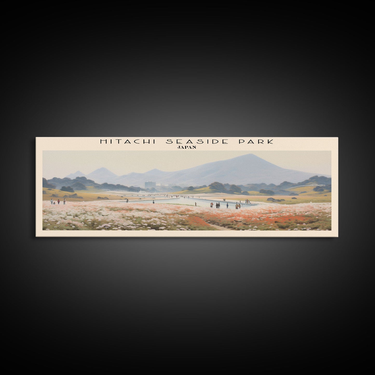 Hitachi Seaside Park COUNTRY | Framed Travel Poster Canvas Print | Trendy Wall Art | Watercolor Painting | Living Room Art | Unique Art