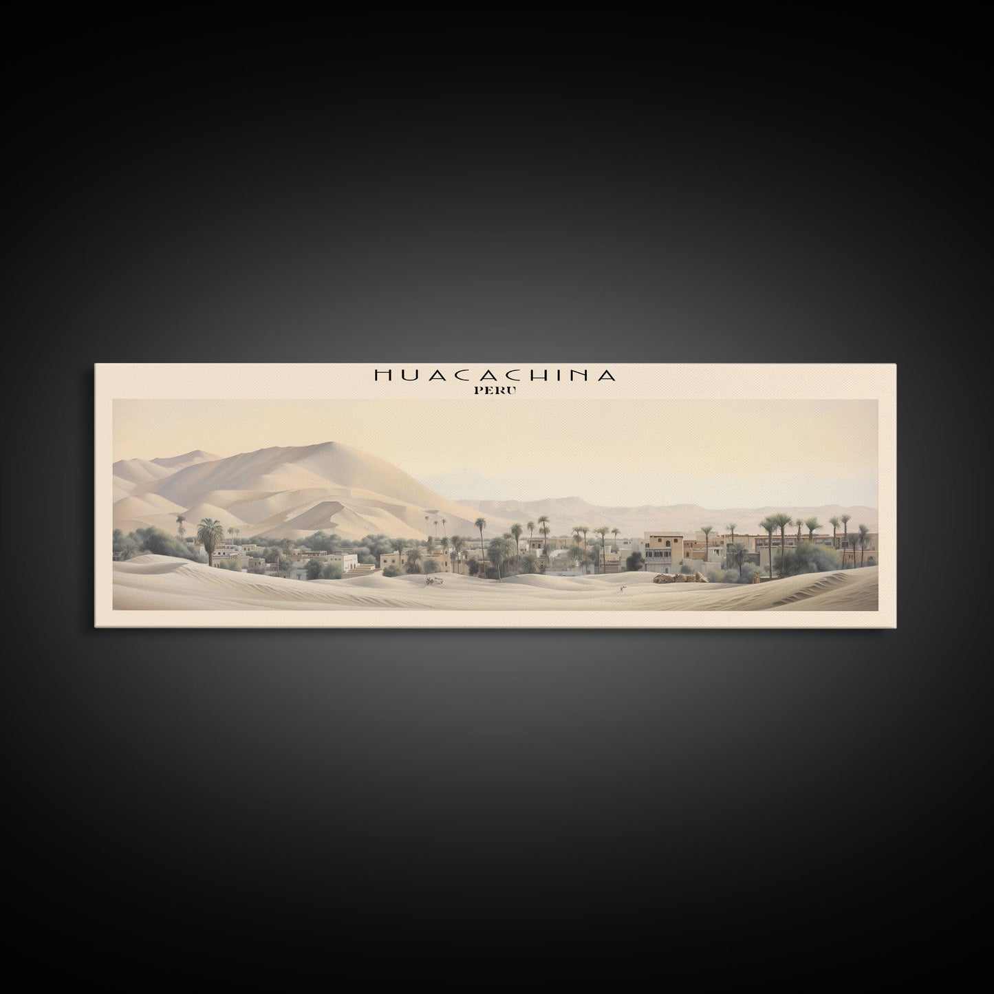 Huacachina Travel Poster Print, Framed Canvas Print, COUNTRY Travel Art, Wood Framed Art, Wall Hanging, Home Decor
