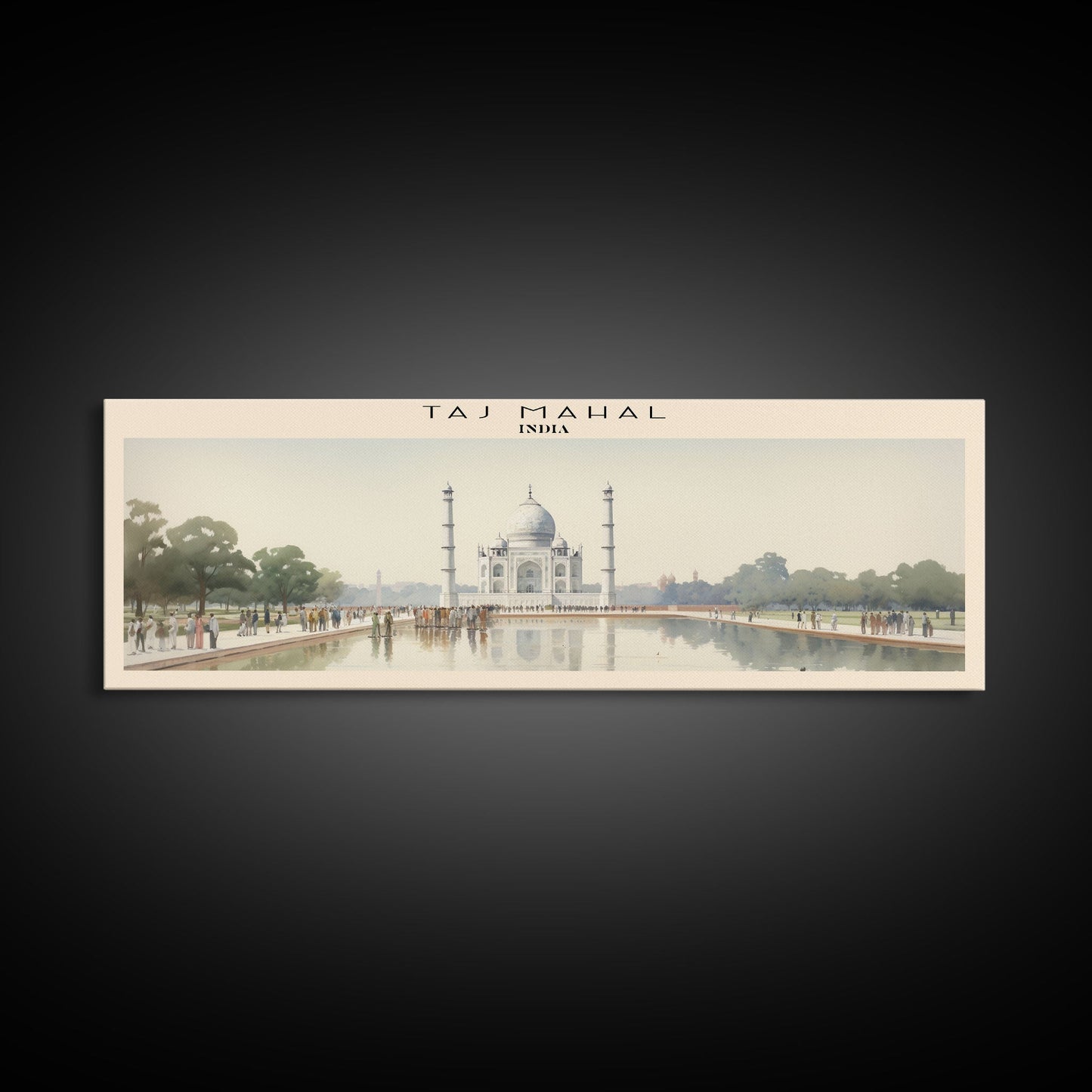 Taj Mahal Travel Poster Print, Framed Canvas Print, COUNTRY Travel Art, Wood Framed Art, Wall Hanging, Home Decor