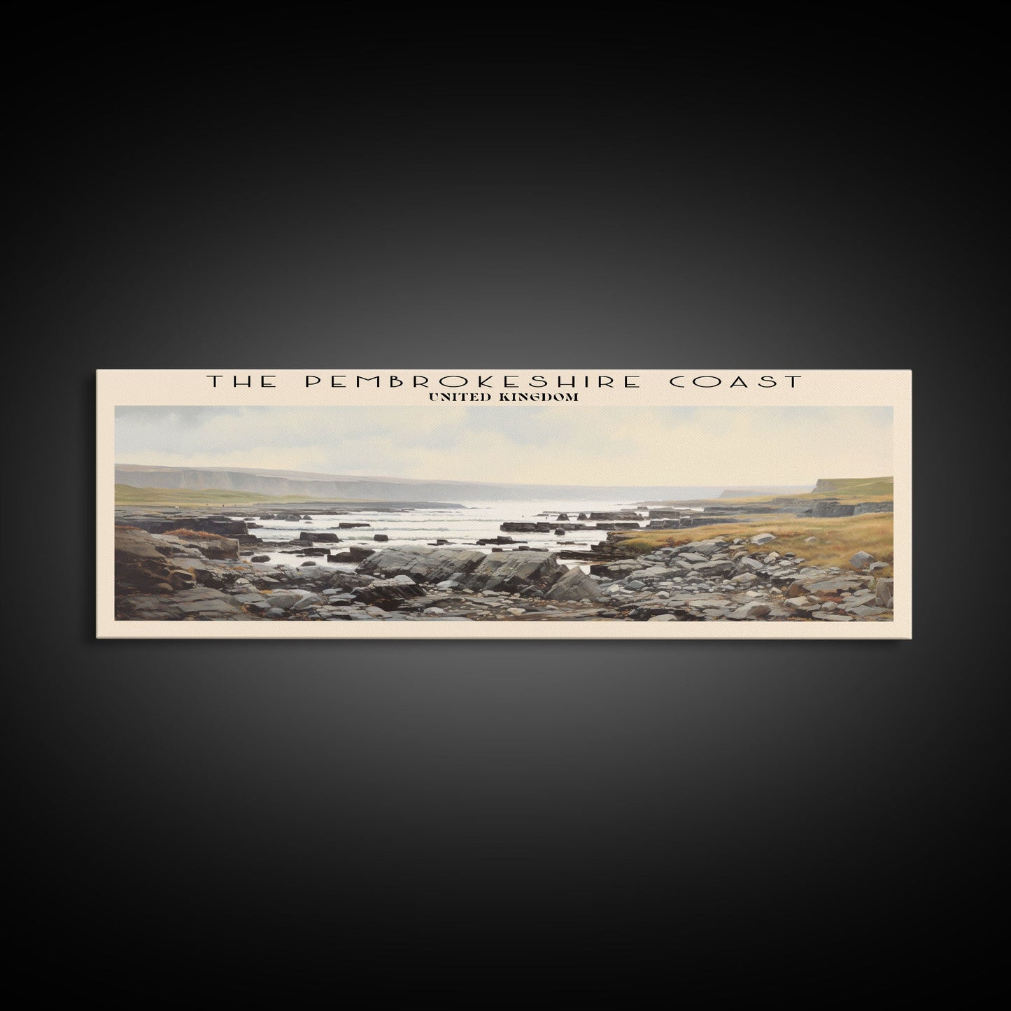 The Pembrokeshire Coast Travel Poster Print, Framed Canvas Print, COUNTRY Travel Art, Wood Framed Art, Wall Hanging, Home Decor