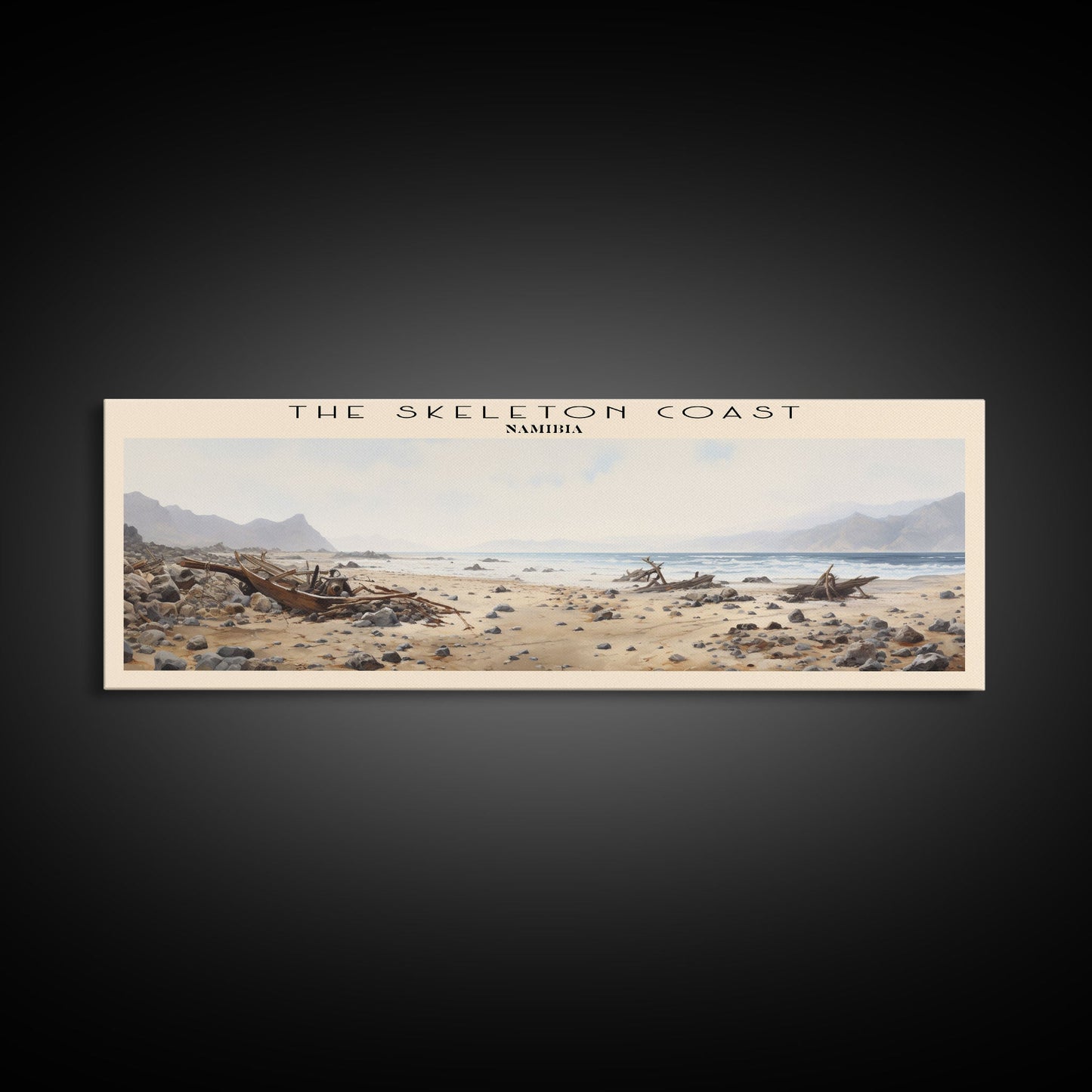 The Skeleton Coast Travel Poster Print, Framed Canvas Print, COUNTRY Travel Art, Wood Framed Art, Wall Hanging, Home Decor