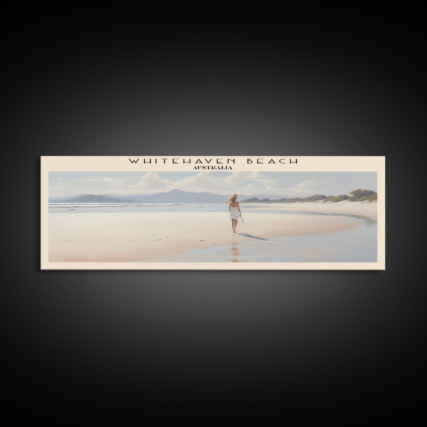 Whitehaven Beach Travel Poster Print, Framed Canvas Print, COUNTRY Travel Art, Wood Framed Art, Wall Hanging, Home Decor