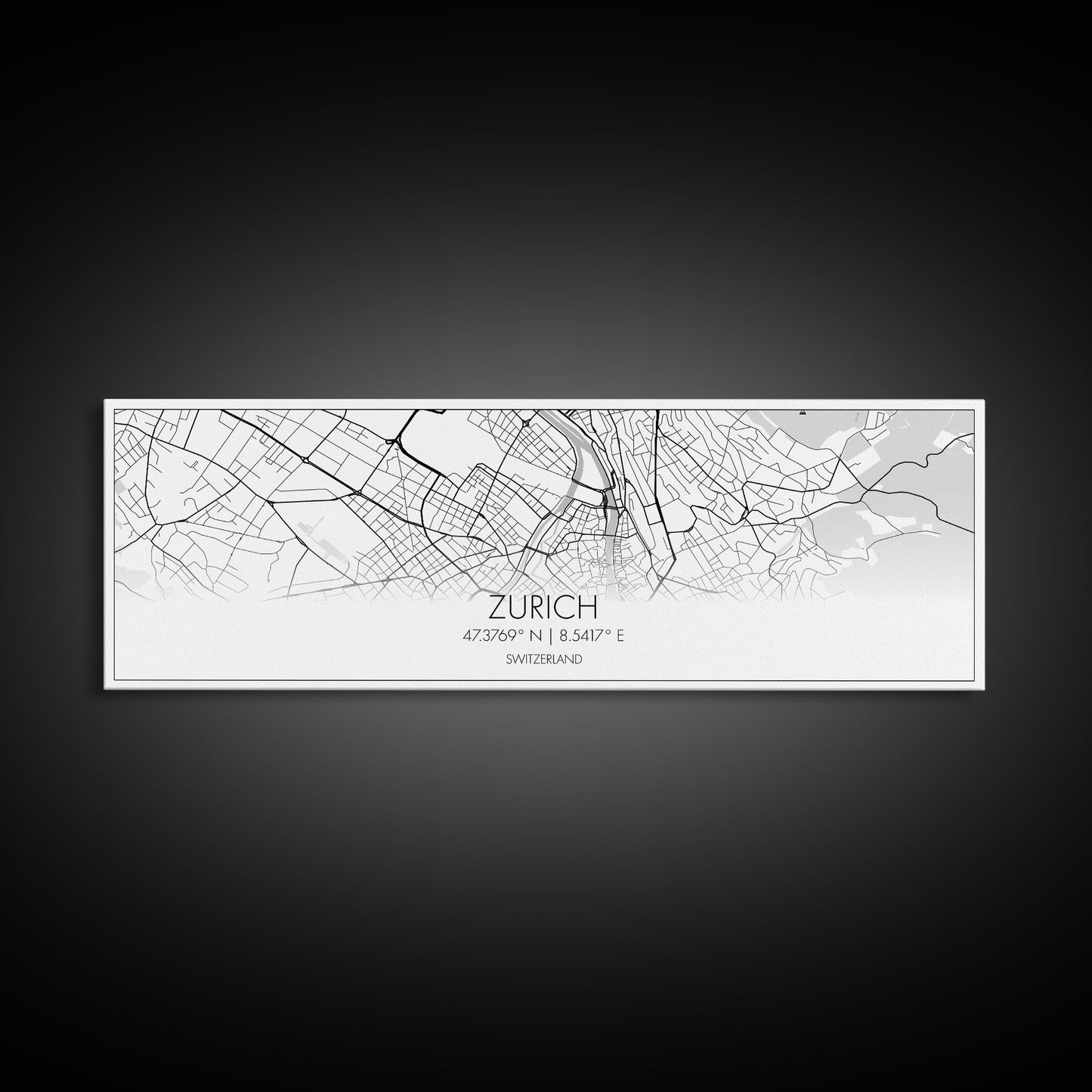 Panoramic Zurich City Map, Switzerland Art, Map Print, Minimalist Wall Art, Canvas Art, Housewarming Gift, Street Map Art, Closing Gift