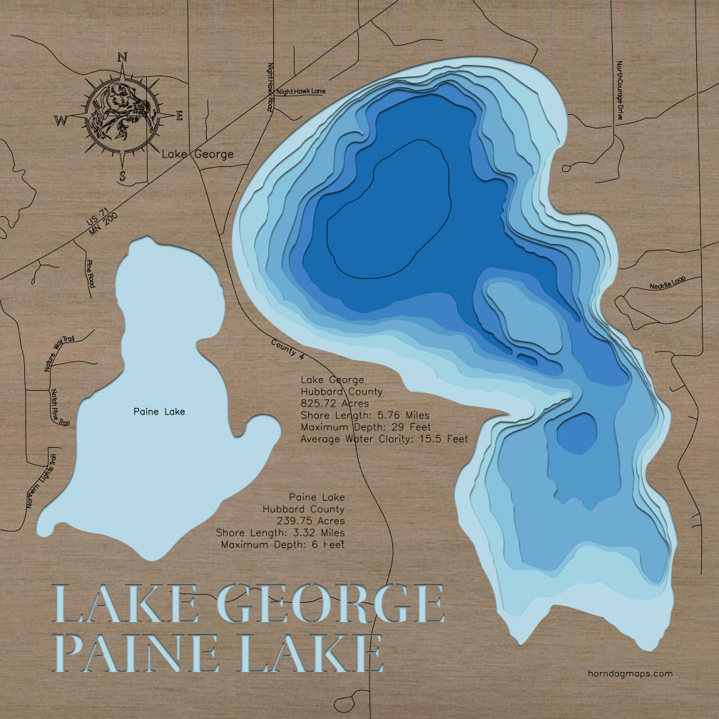 George and Paine Lakes in Hubbard County, Minnesota