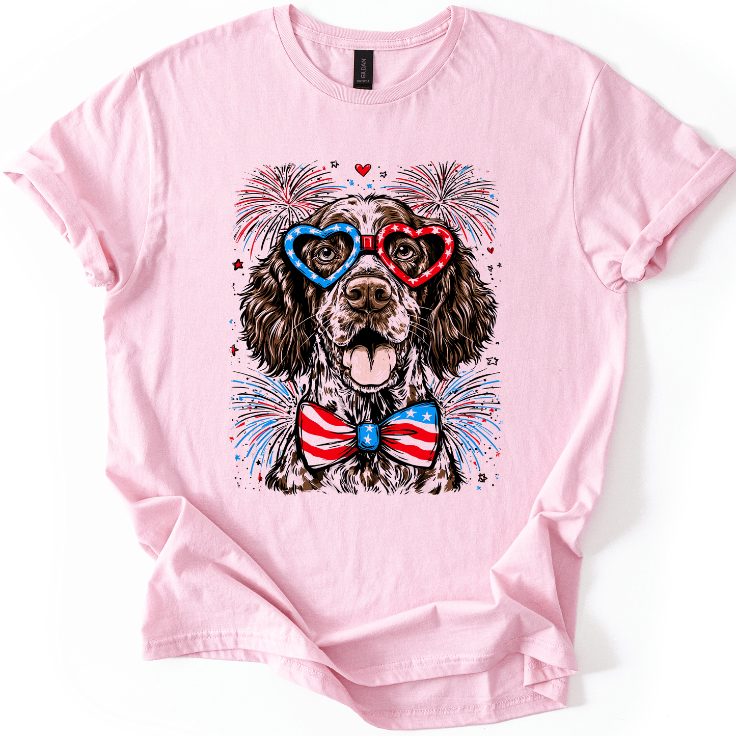 German Shorthaired Pointer Patriotic Dog USA American Flag Fourth Of July Graphic Tee