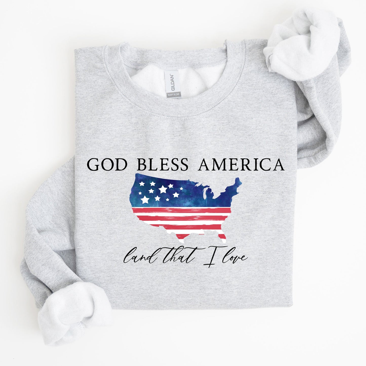 God Bless America, Land That I Love, USA Flag Premium Vintage Patriotic Graphic Sweatshirt