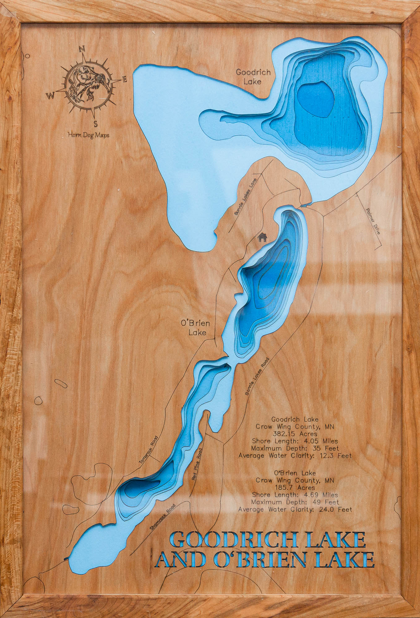 Goodrich Lake and O'Brien Lake in Crow Wing County, Minnesota