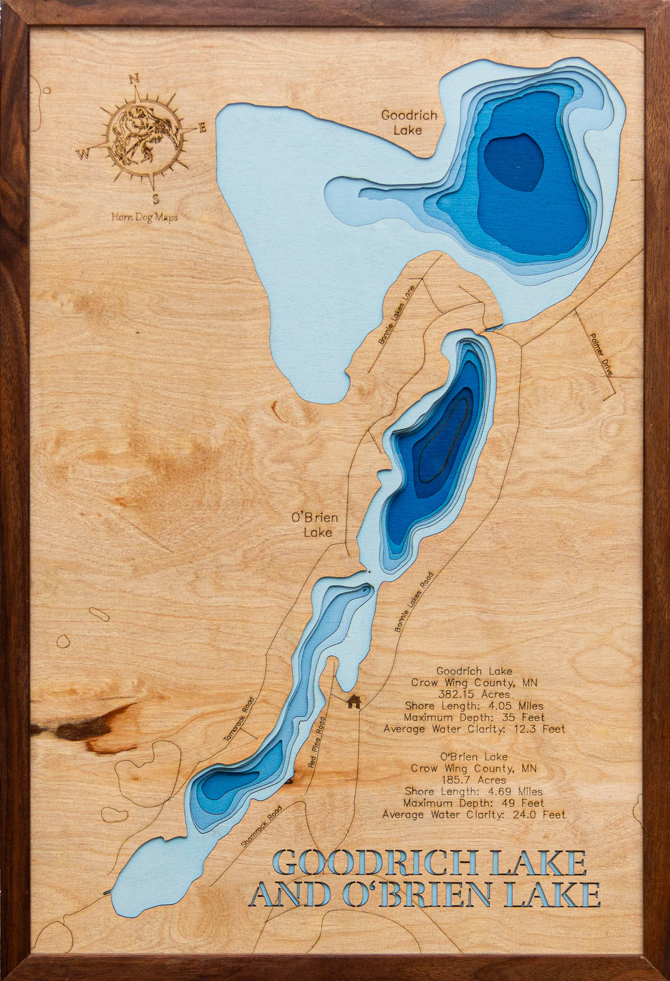 Goodrich Lake and O'Brien Lake in Crow Wing County, Minnesota