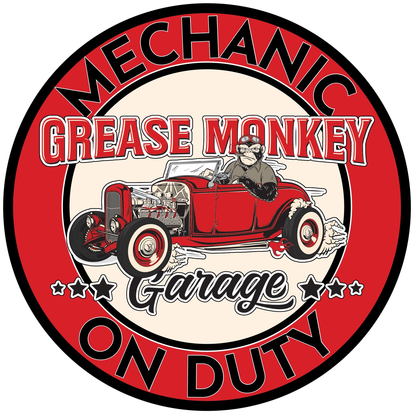 Grease Monkey Garage Mechanic on Duty Metal Sign