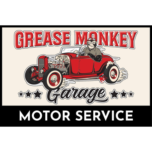 Grease Monkey Garage Motor Service Metal Sign