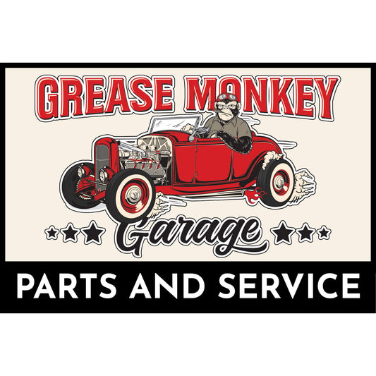 Grease Monkey Garage Parts and Service Metal Sign