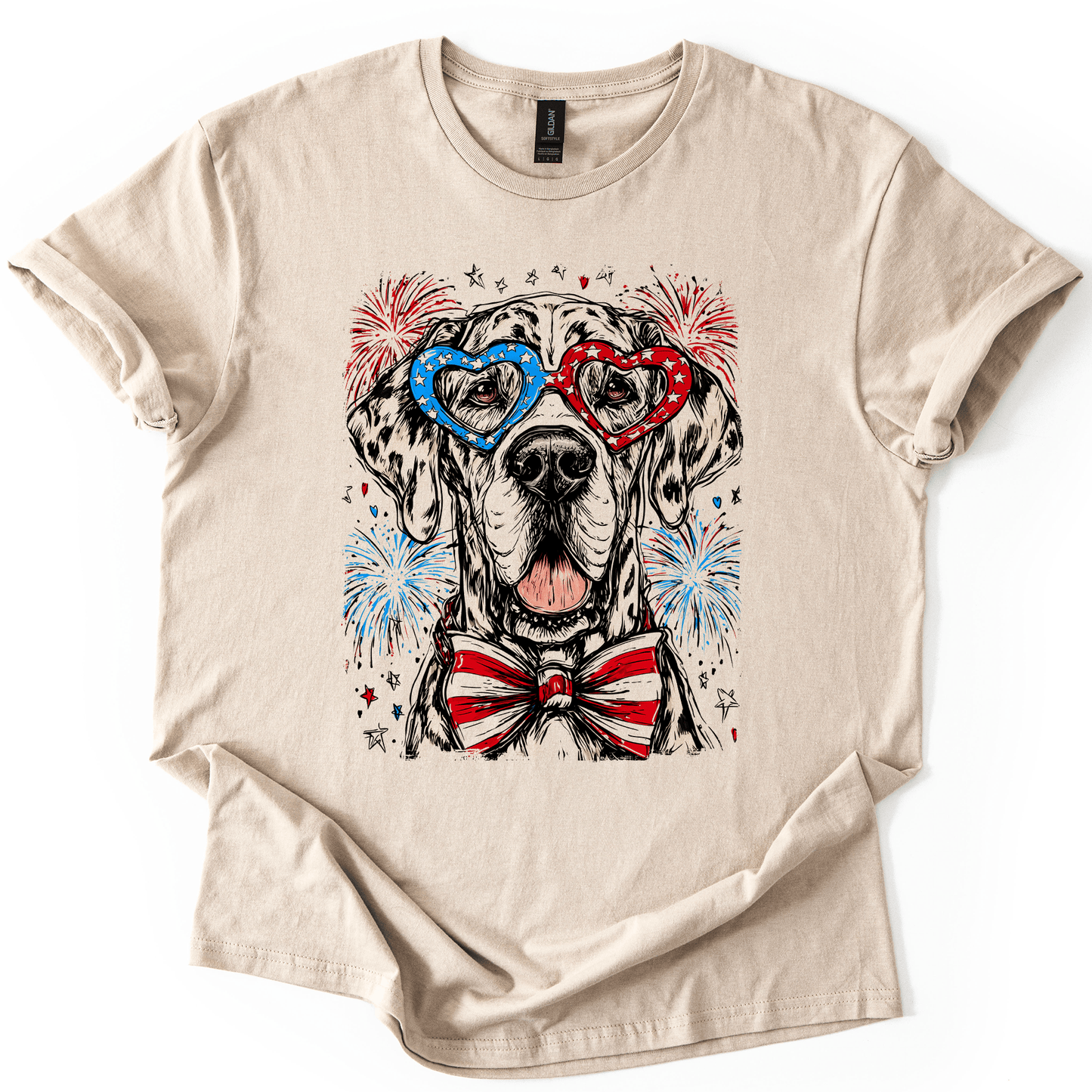 Great Dane Patriotic Dog USA Fourth Of July Pet Lover Celebrate Freedom Graphic Tee