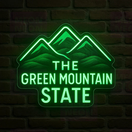 Green Mountain State Peak LED Neon Sign