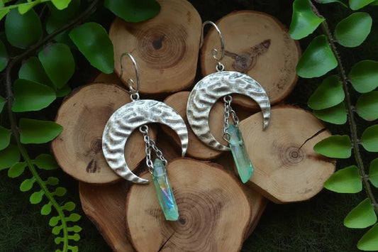 Crystal Crescent Moon Earrings