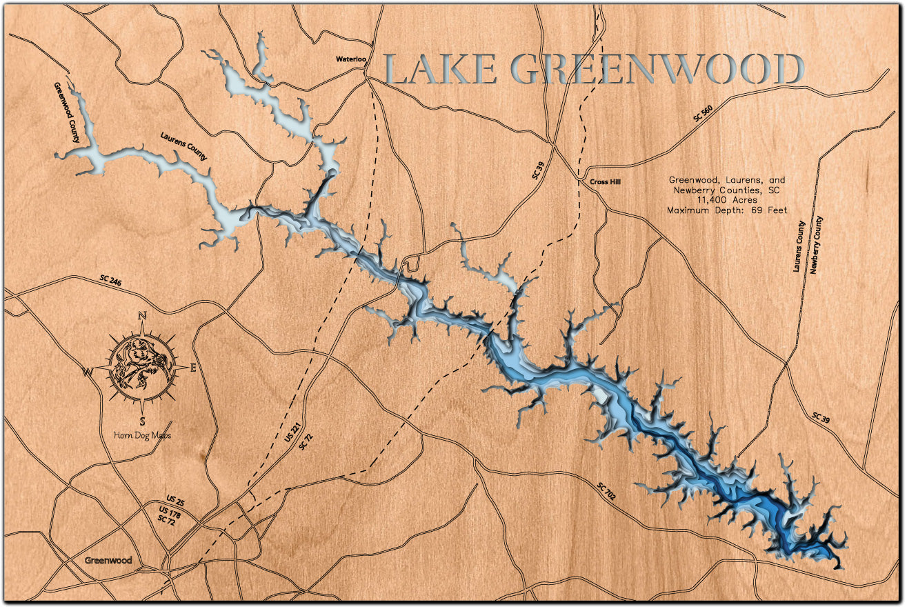 Lake Greenwood in Greenwood, Laurens, and Newberry Counties, South Carolina