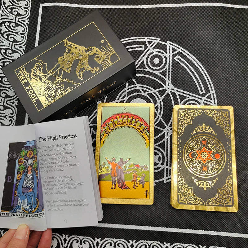 Fantastic 80 Pieces Silver foil Tarot Cards Waterproof PVC Quality With Flip Box As A Luxury Gift