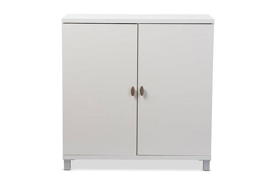Baxton Studio Marcy Modern and Contemporary White Wood Entryway Handbags or School Bags Storage Sideboard Cabinet