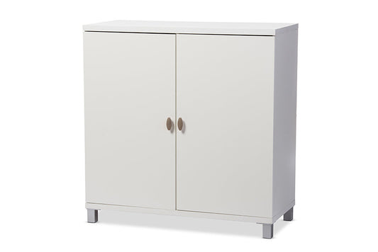 Baxton Studio Marcy Modern and Contemporary White Wood Entryway Handbags or School Bags Storage Sideboard Cabinet