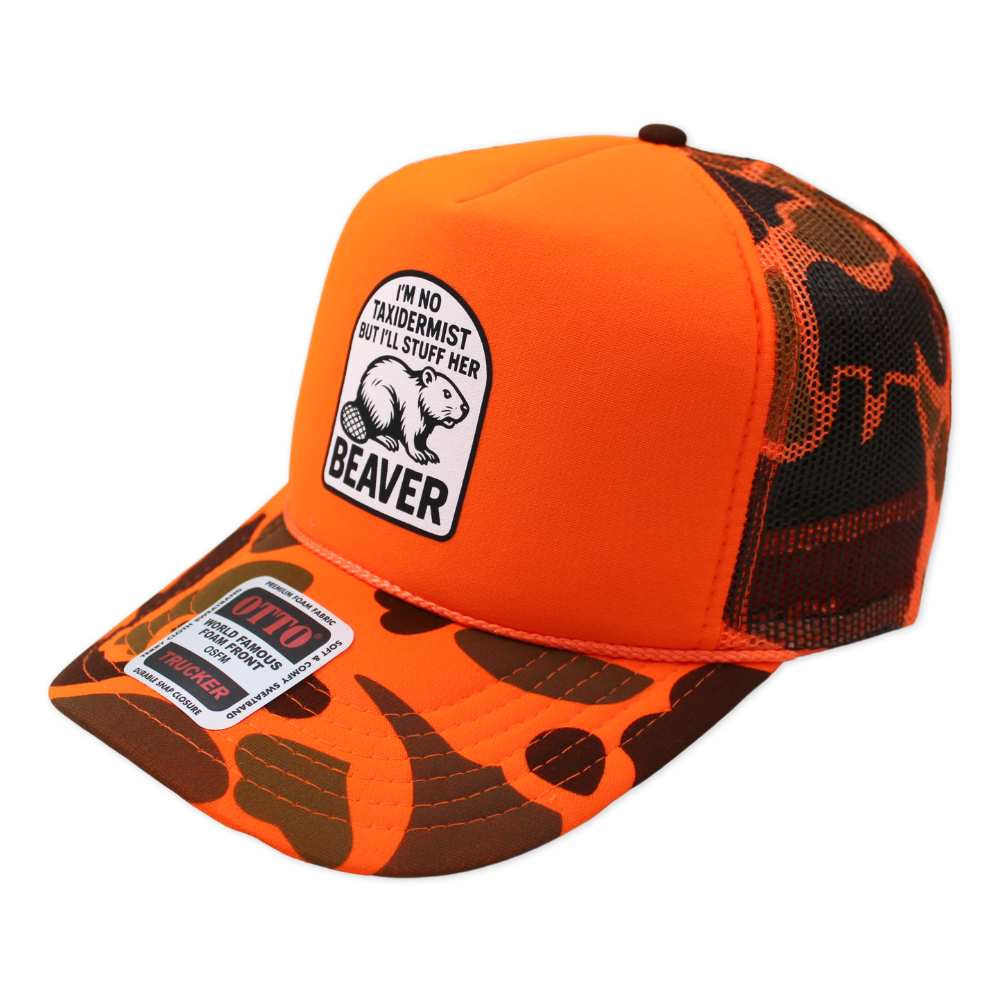 I'm No Taxidermist But I'll Stuff Her Beaver Camouflage Foam Snapback Trucker Hat for Men