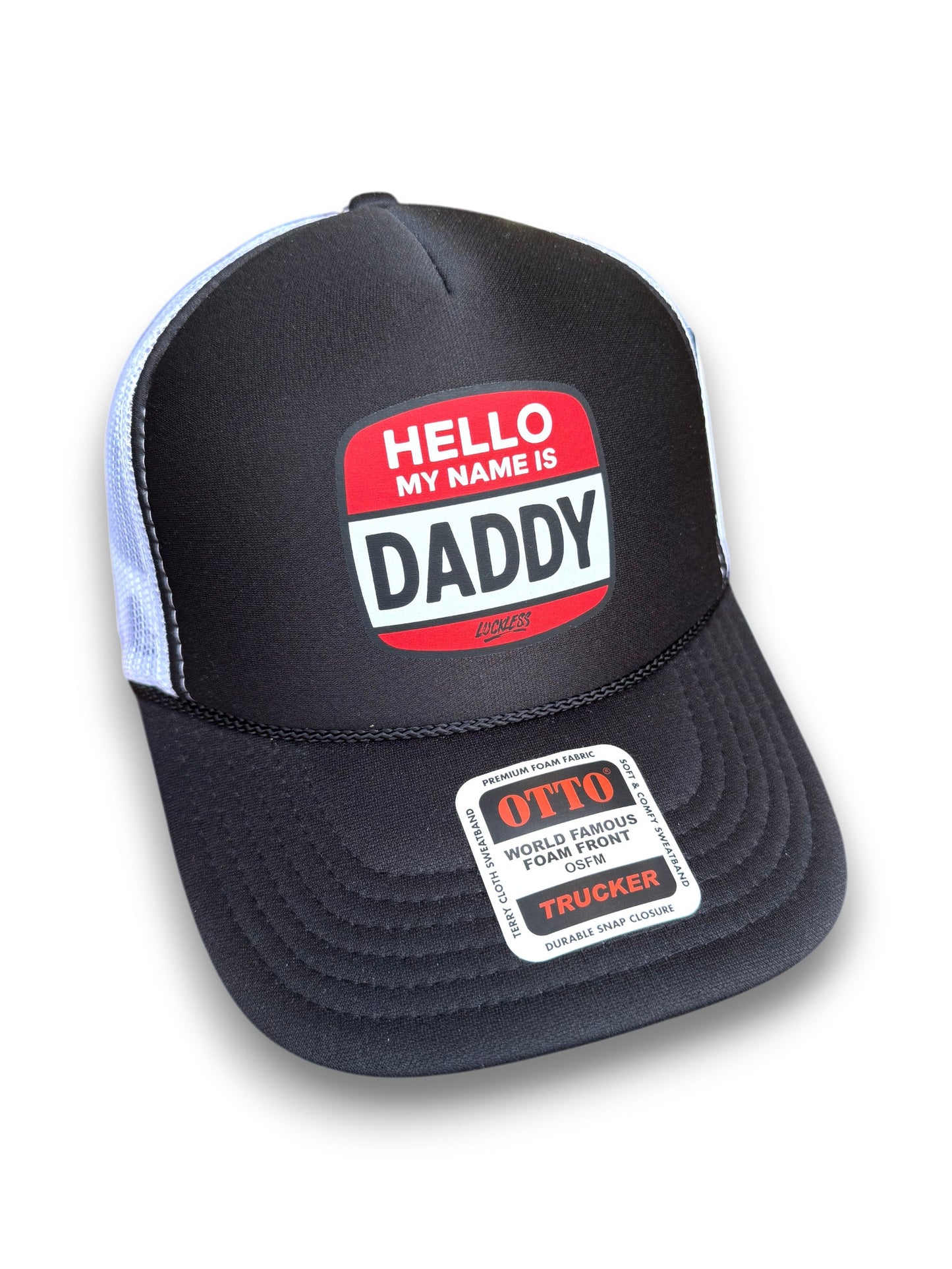 Hello My Name Is Daddy Trucker Hat by Luckless Outfitters