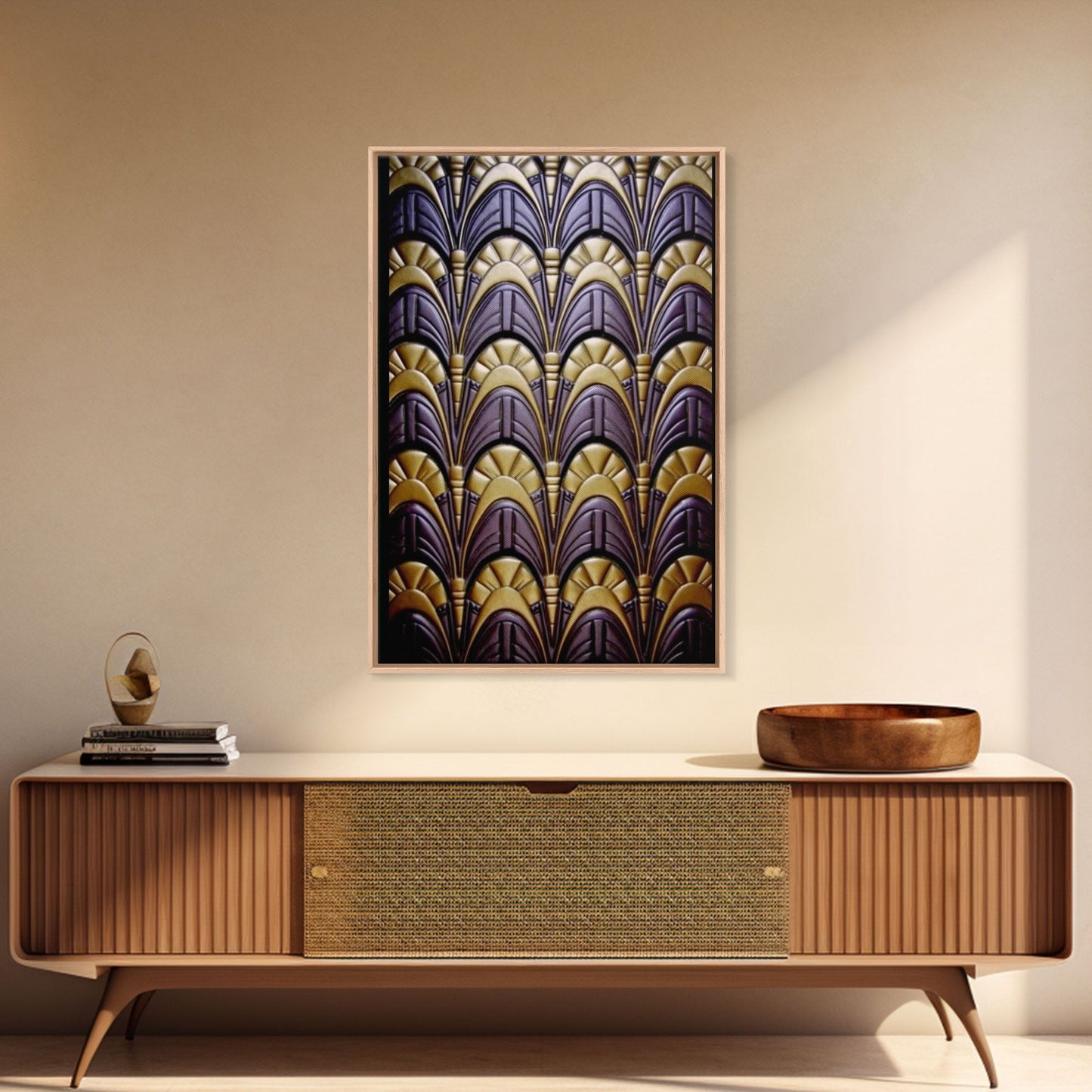 Midcentury Modern Wall art, Framed Canvas Print, Art Deco, Canvas Wall art, Purple colors art, 1930s Style Art, guest room decor, Wall art