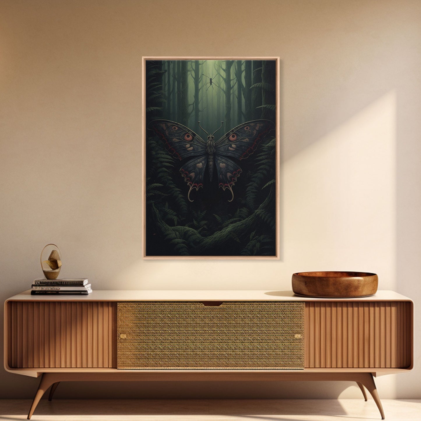 Butterfly Wall Decor, Butterfly In Woods, Green Wall Art, Insect Wall Decor, Wall Decor, Canvas Print, Wall Art, Framed Canvas