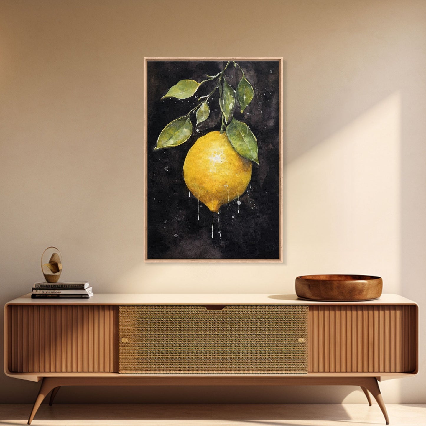 Food Art, Lemon Wall Decor, Fruit Wall Art, Kitchen Wall Art, Minimalist Wall Art, Wall Decor, Canvas Print, Wall Art, Framed Canvas Art