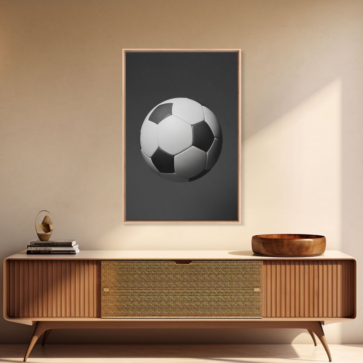 Soccer Ball Wall Art, Sports Wall Decor, Black And White Art, Minimalist Print, Wall Decor, Canvas Art, Wall Art, Framed Canvas Wall Art