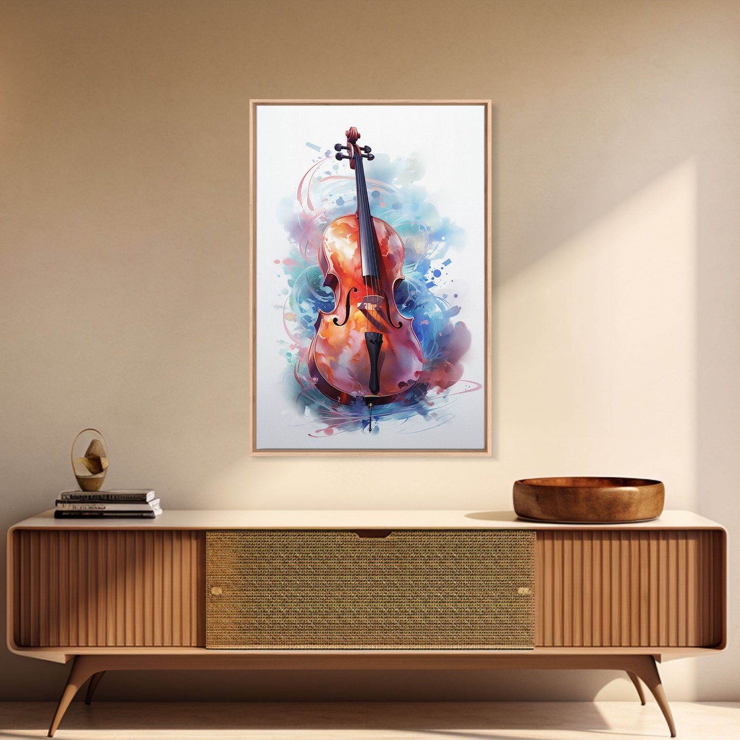 Galaxy Cello Studio Decor Gift, Banjo Wall Art Canvas Print, Stringed Instruments, Cello Art, Banjo Poster Print, Cello Gifts, Musical Art