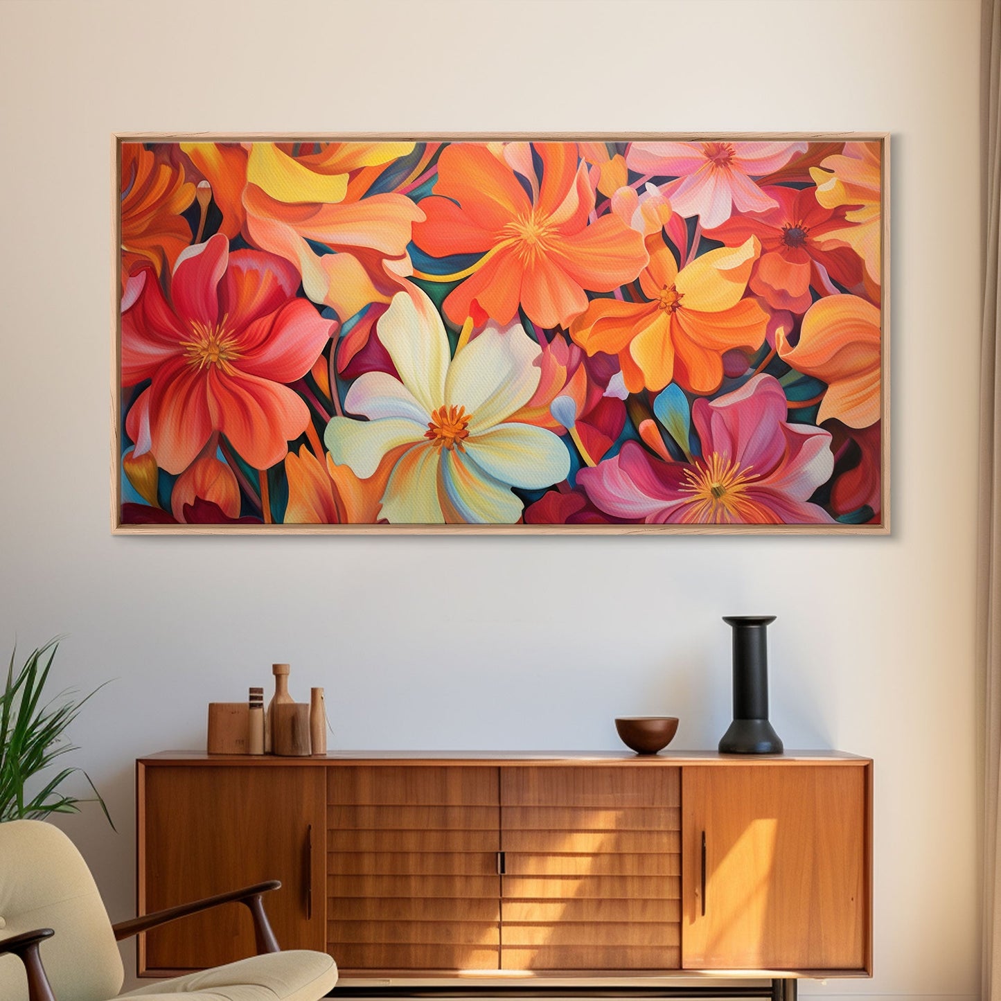 Hibiscus Wall Art, Flowers Wall Art, Colorful Fowers, Panoramic Art, Wall Art, Canvas Art, Landscape Art, Gift For Grandma, College Dorm Art