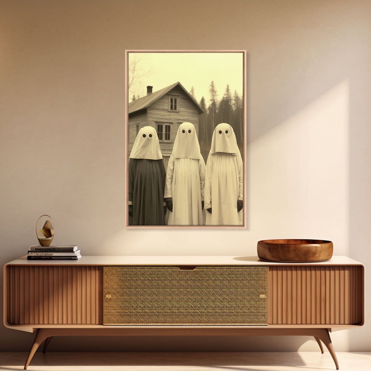 Ghost Art Print, Haunted House Art, Horror Art Print, Spooky Room Decor, Canvas Print, Wall Art, Vertical Print, Home Decor, Wall Decor