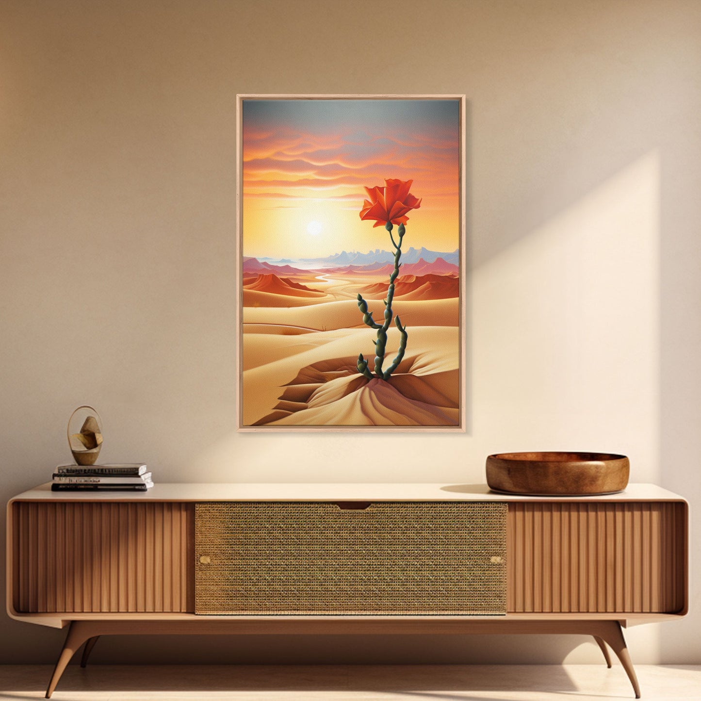 Desert Art Print, Cactus Wall Art, Landscape Art, Sunset Wall Art, Canvas Print, Wall Art, Vertical Art, Unique Wall Decor, Ranch Decor