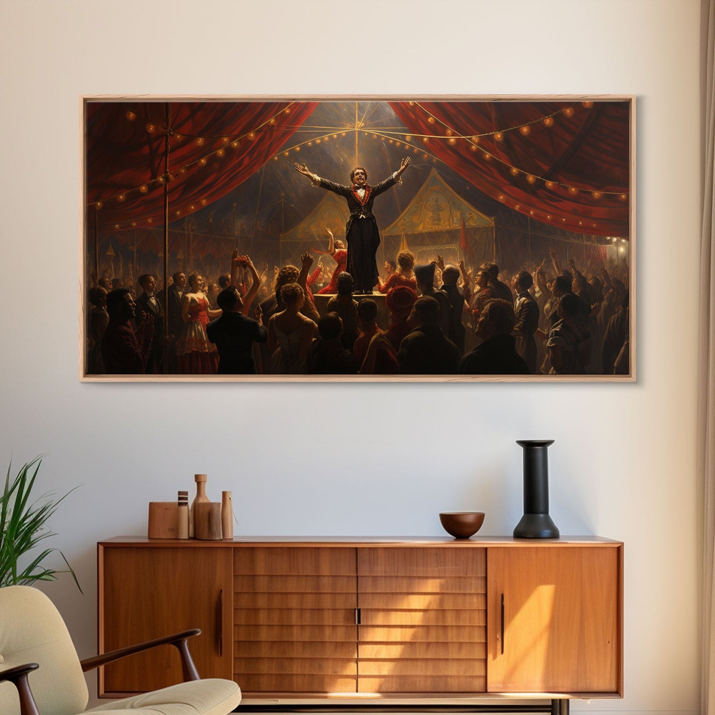 The Cursed Circus, Unique Halloween Art, Framed Canvas Print, Halloween Poster Art, Horror Prints