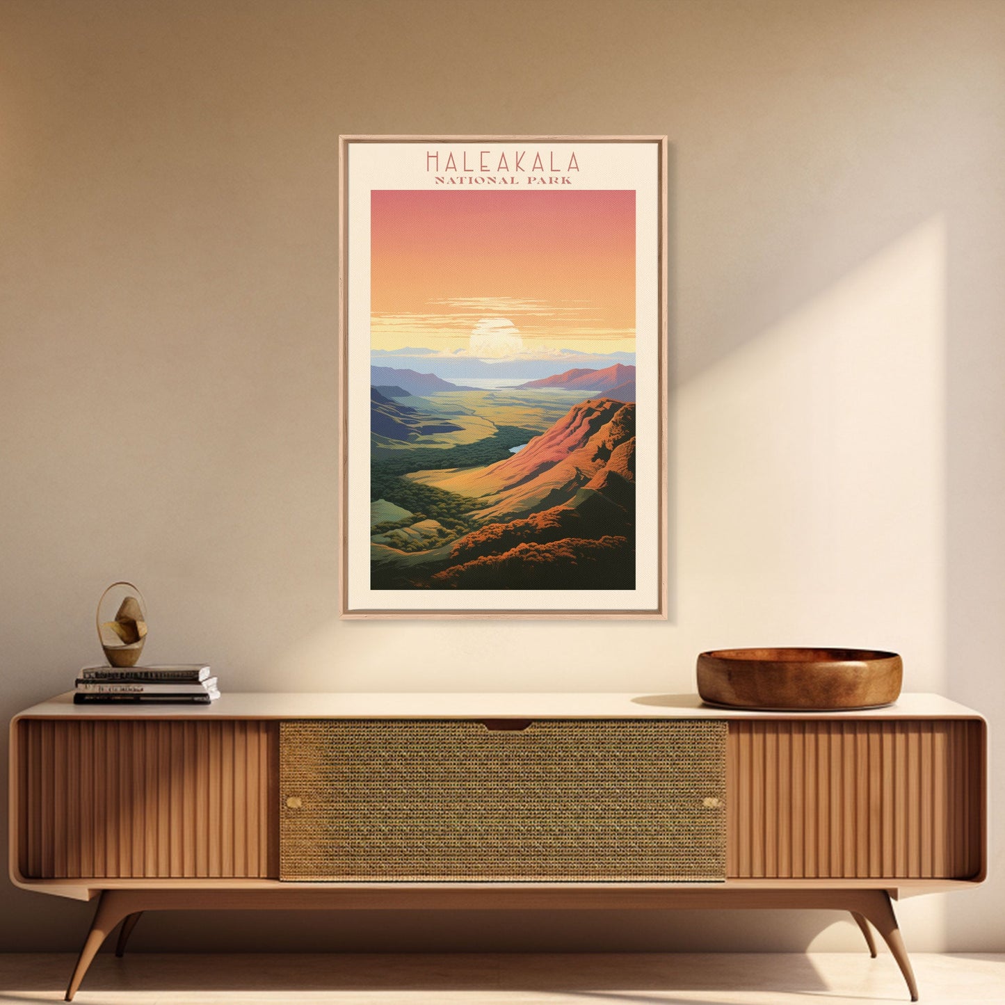 Haleakalā National Park Travel Poster Art, Canvas Print Wall Art, Maui Hawaii Travel Art, Midcentury Modern Travel Decor, Wall Art