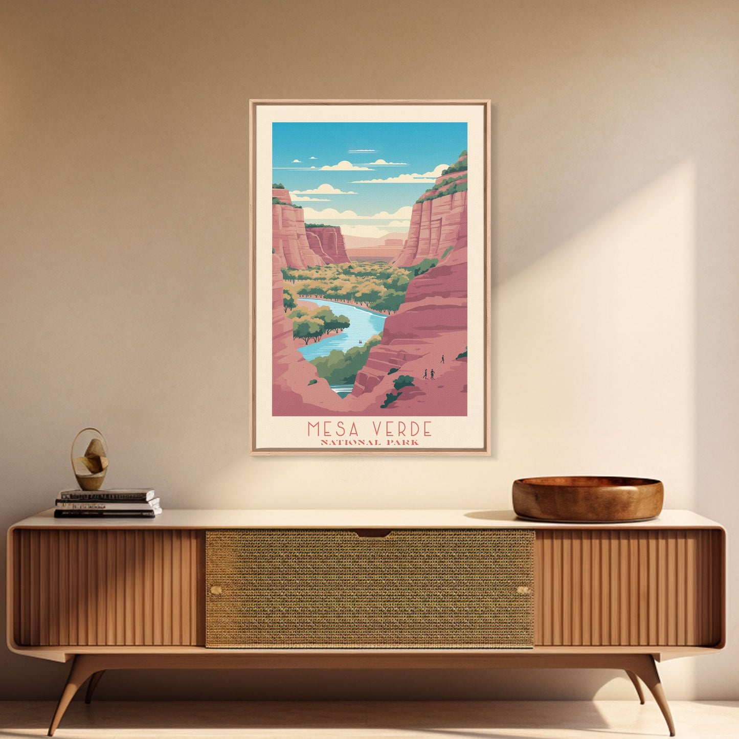 Mesa Verde National Park Colorado Travel Art, National Park Print, Minimalist Travel Art, Midcentury Modern Style Landscape Painting