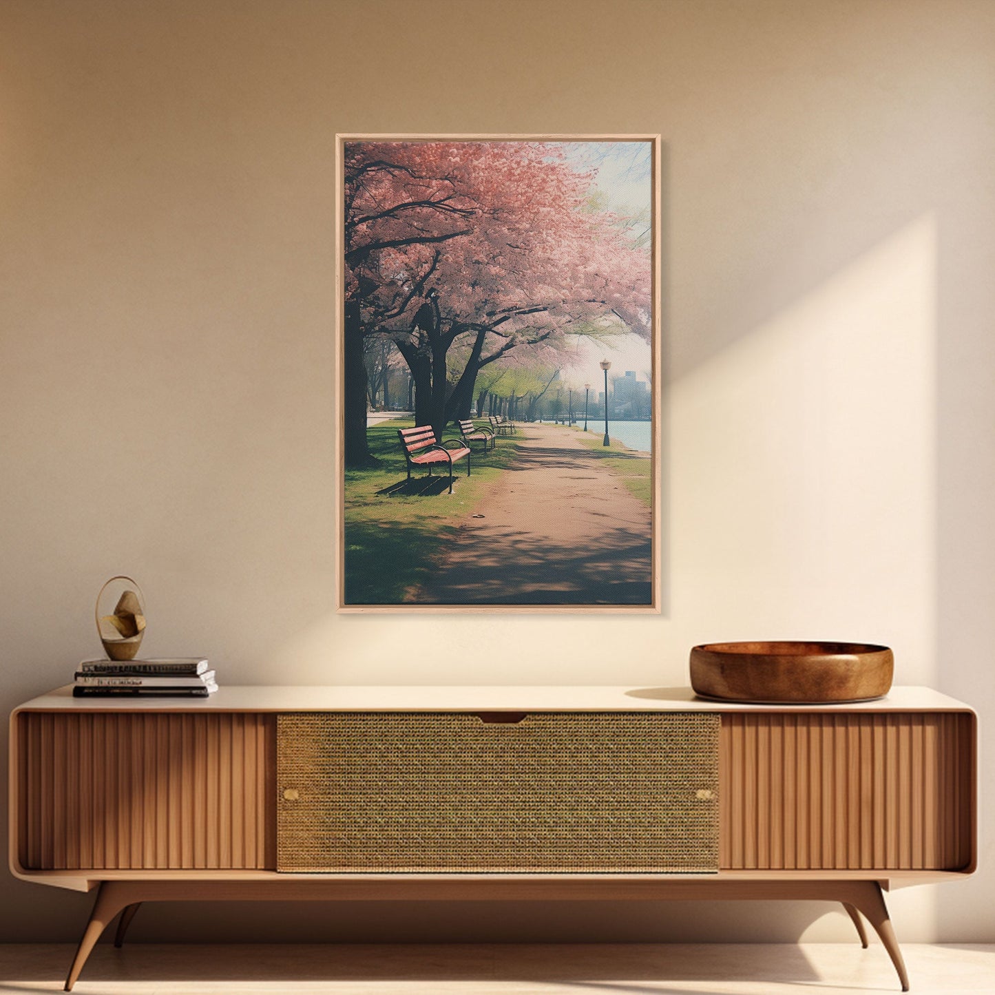 Nature Wall Art, Park Wall Print, Cherry Blossoms, Canvas Print, Wall Hanging, Portrait Art, Bookshelf Decor, Appreciation Gift, Office Art