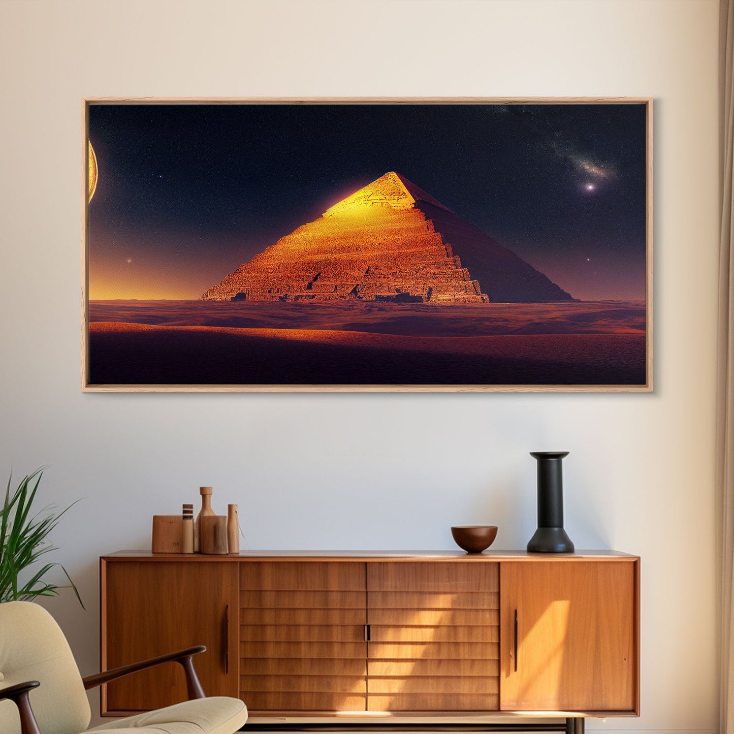 Pyramid Wall Art, Sands of Egypt, Ready To Hang Canvas Print, Framed Wall Art