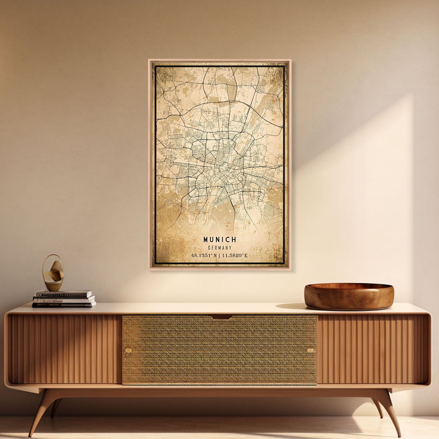 Munich map print poster or framed canvas, Munich Germany map print poster canvas, Munich city map print poster canvas, Vintage Travel Art