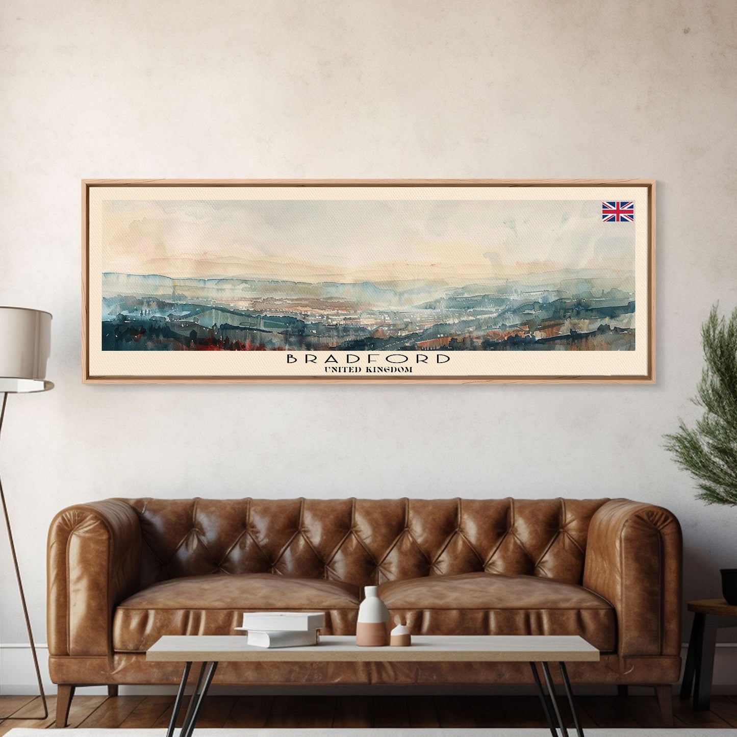 Bradford United Kingdom Travel Print Wall Art, Panoramic City Art, Travel Art, Wall Decor, Vacation Gift, Framed Canvas Print Or Metal Art