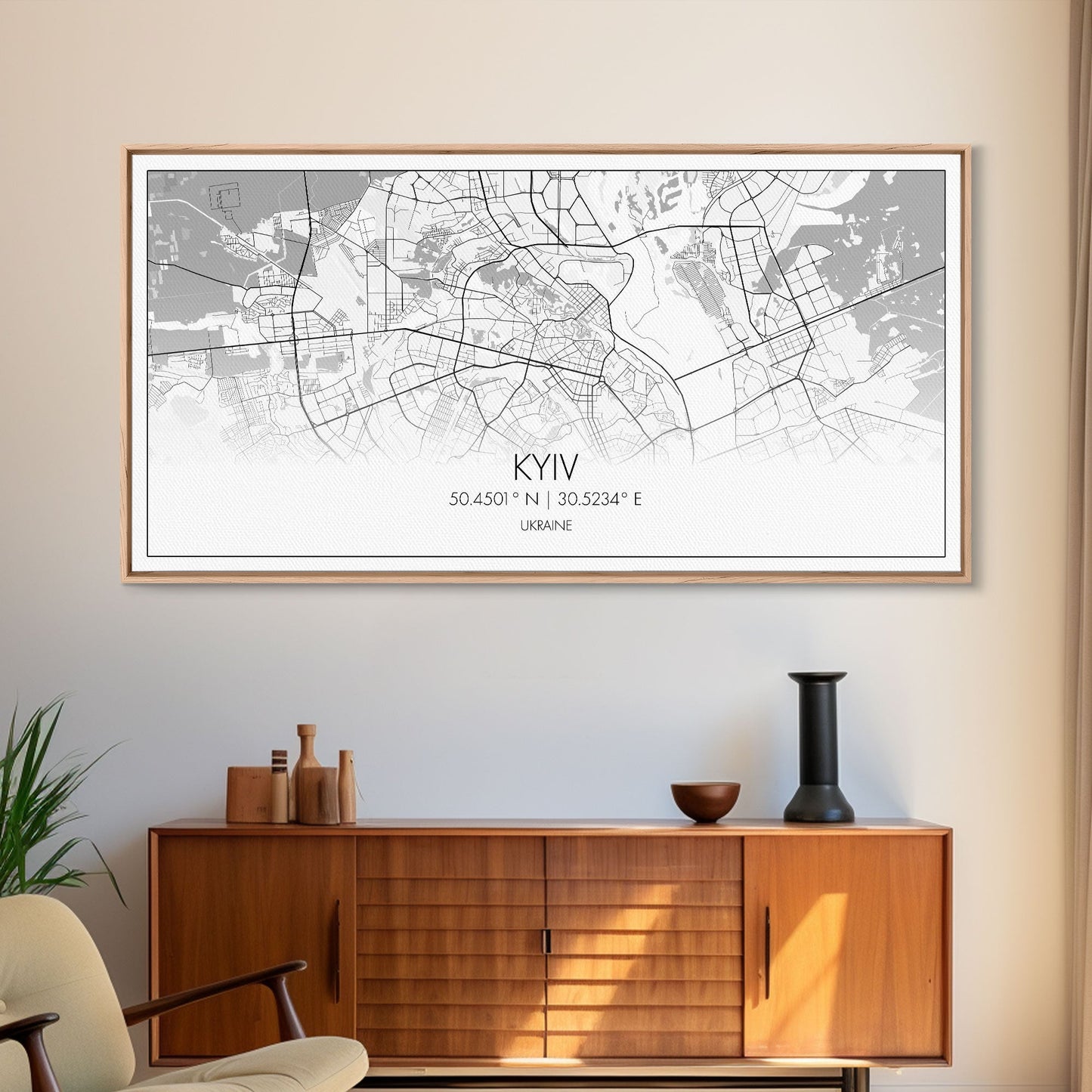 Kyiv City Map, Ukraine Map, Map Art, Modern Art, Wall Art, Canvas Art, Travel Wall Art, European Wall Print, New Home Gift, College Room Art