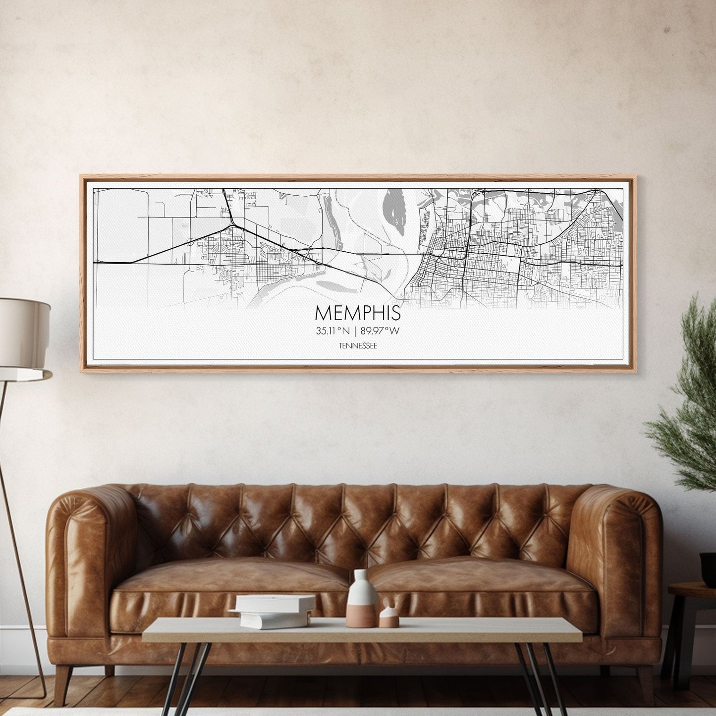 Panoramic Memphis City Map, Tennessee Art, Map Print, Minimalist Wall Art, Canvas Art, Housewarming Gift, Street Map Art, Closing Gift
