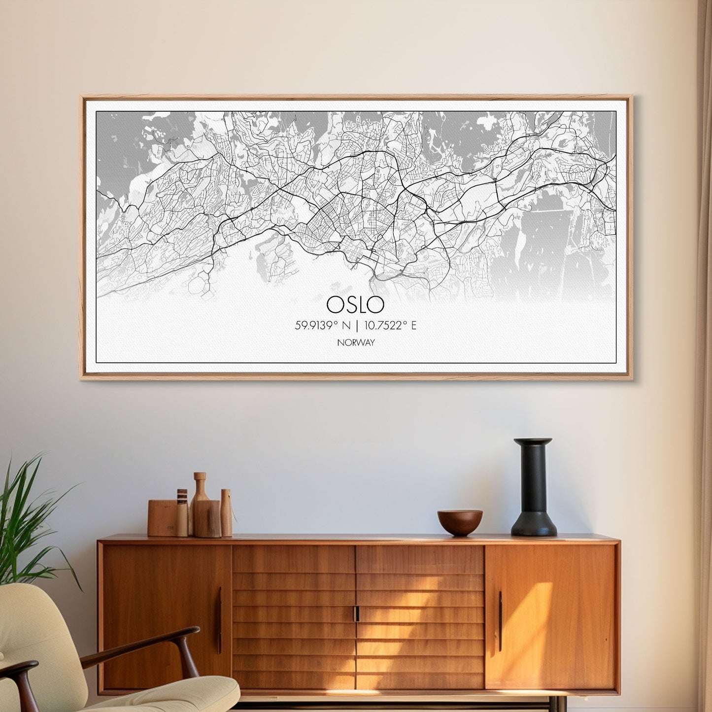 Oslo City Map, Norway Art, Map Print, Minimalist Wall Art, Wall Art, Canvas Art, Travel Wall Art, Hiking Gift, European Wall Art, Office Art