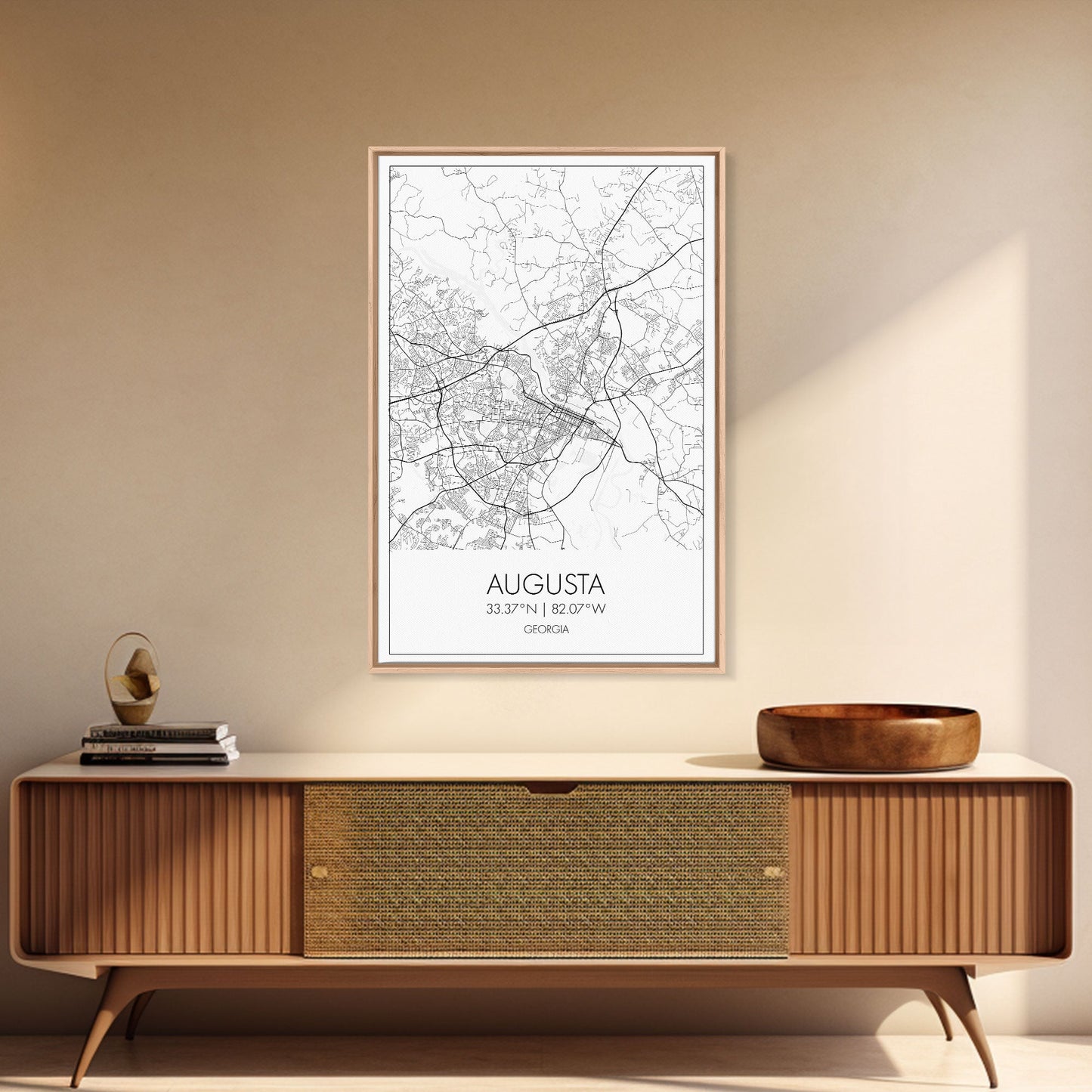 Augusta Street Map, Georgia Map, City Map Art, Dorm Wall Art, Adventure Wall Art, Minimalist Art, Wall Art, Canvas Print, Canvas Wall Art