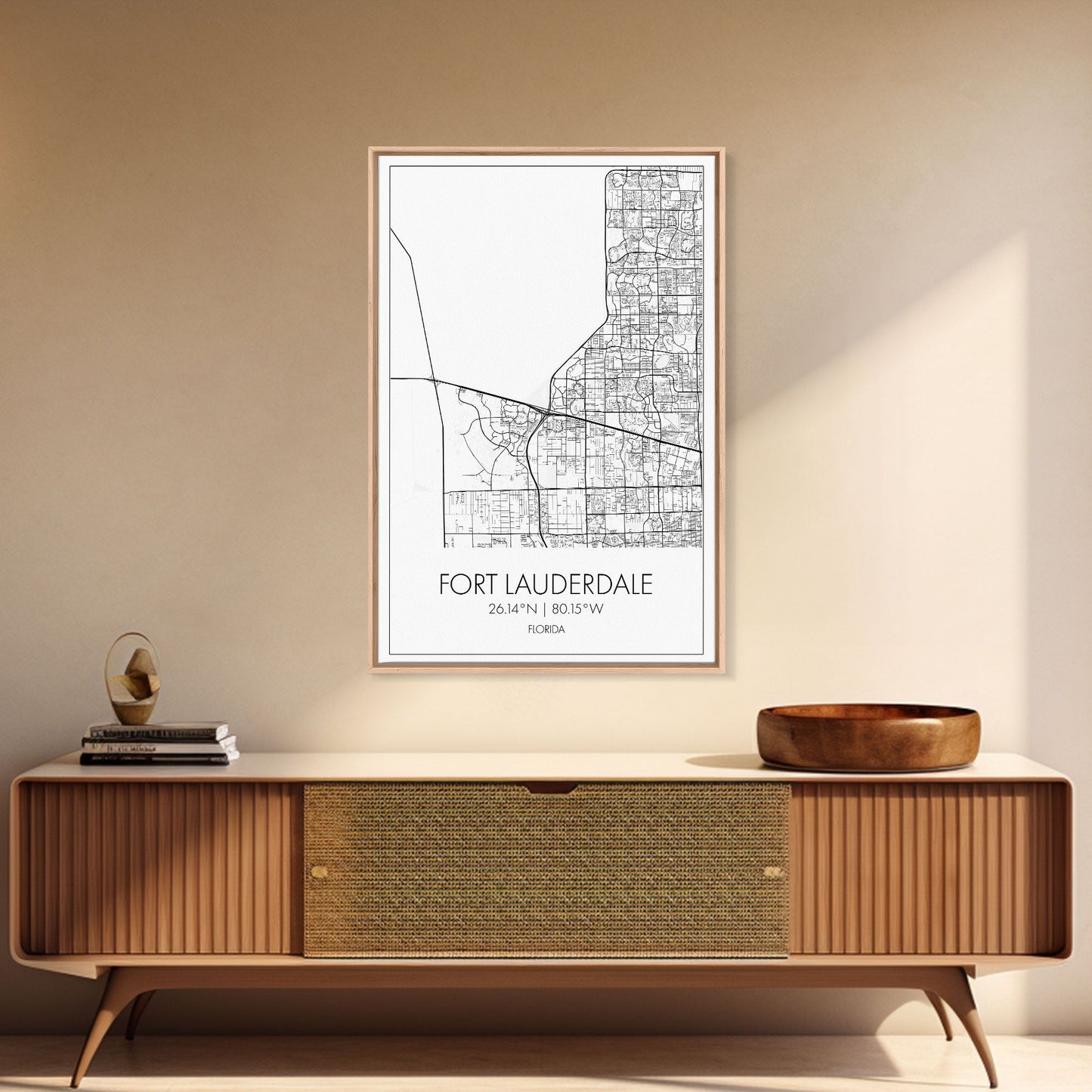 Fort Lauderdale Street Map, California Map, City Map Art, Minimalist Art, Wall Art, Canvas Print, Travel Art, Game Room Décor, Travel Gifts