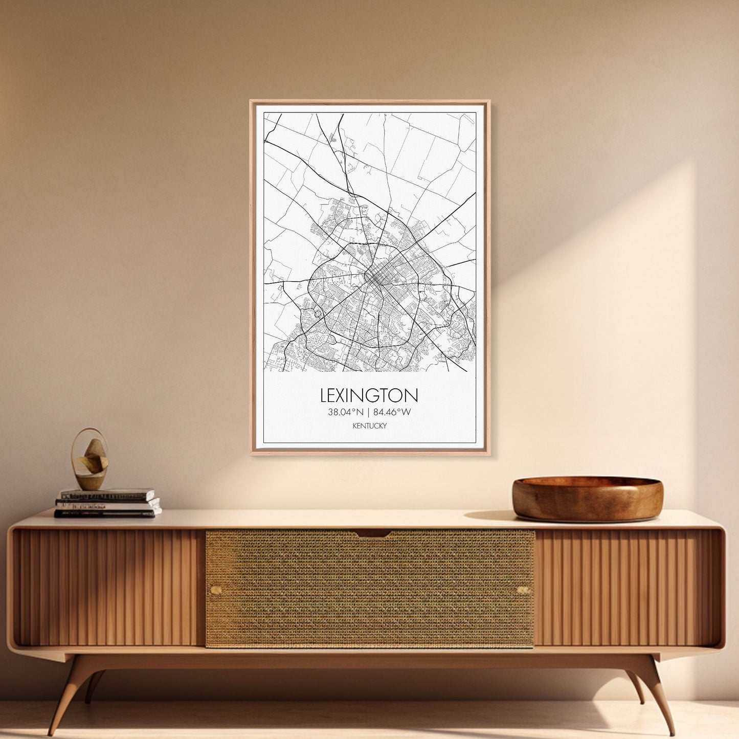 Lexington Street Map, Kentucky Map, City Map Art, Modern Wall Art, Wall Art, Canvas Print, Travel Wall Art, Dorm Room Décor, Engagement Gift