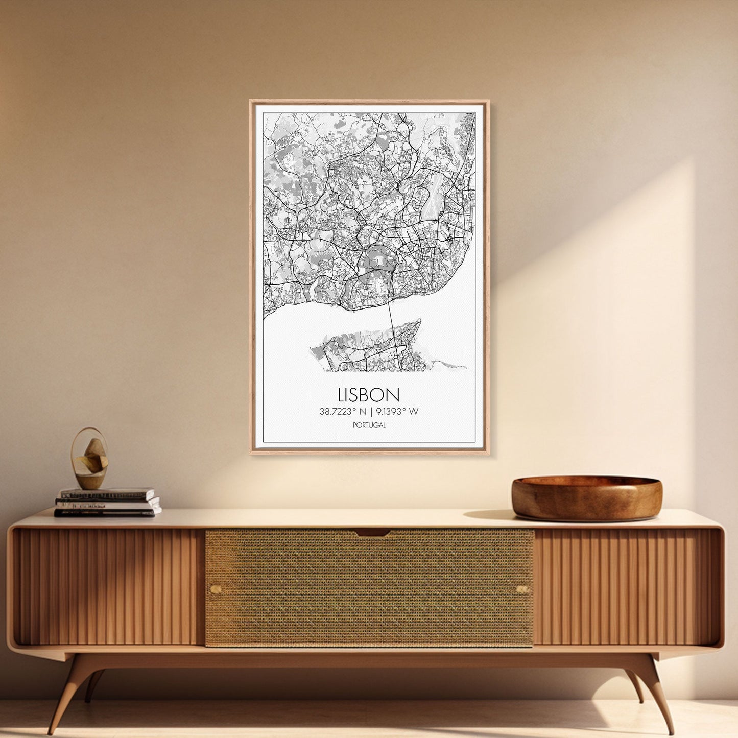 Lisbon Street Map, Portugal Map, City Map Art, Modern Wall Art, Wall Art, Canvas Print, Travel Décor, Above Bed Art, Gift For Couples