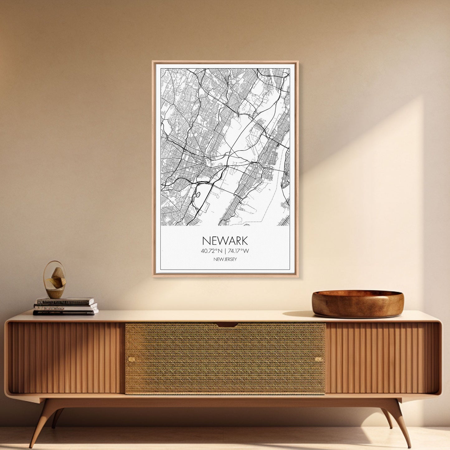 Newark Street Map, New Jersey Map, City Map Art, Modern Art, Wall Art, Canvas Print, Living Room Art, Best Friends Gift, Travel Art