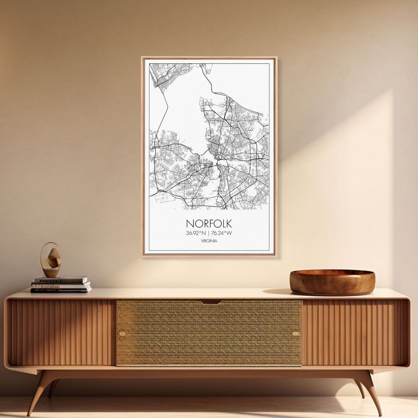 Norfolk Street Map, Virginia Map, City Map Art, Modern Art, Wall Art, Canvas Print, Bedroom Décor, College Student Gift, Travel Print