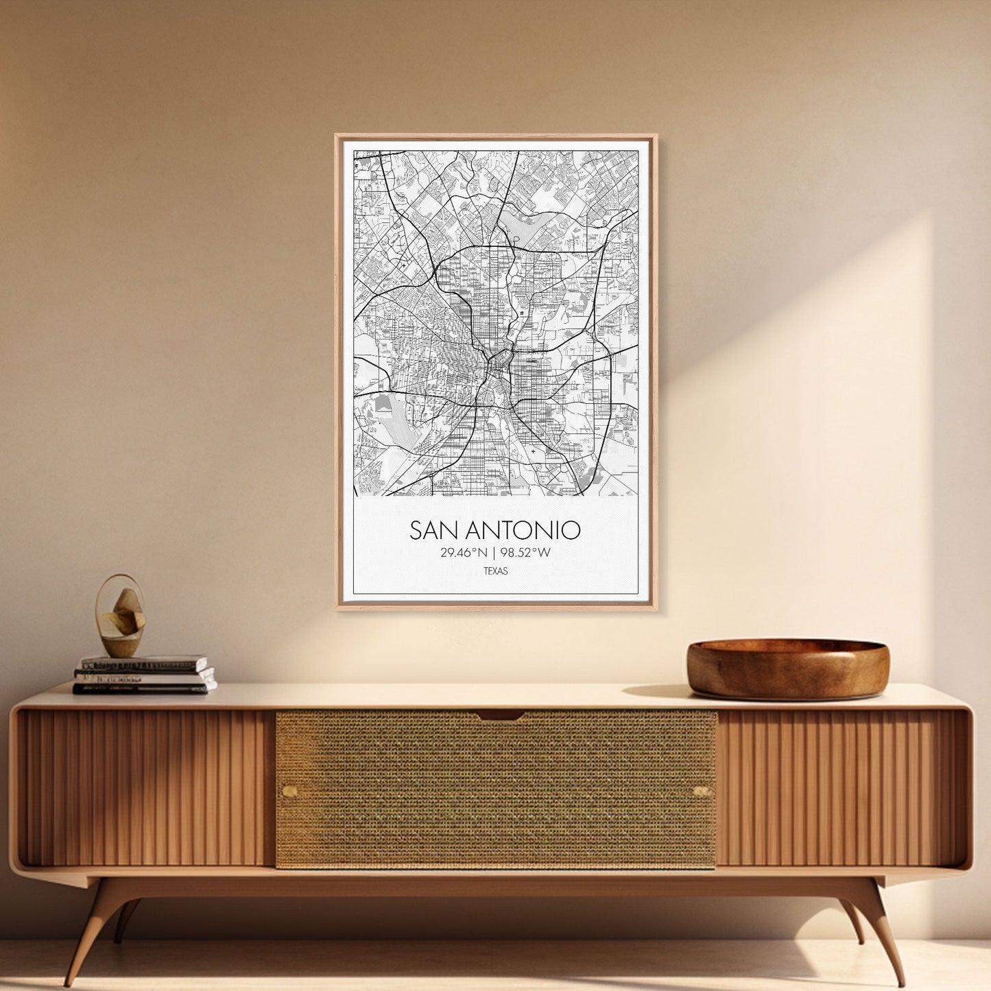 San Antonio Street Map, Texas Map, City Map Art, Minimalist Art, Wall Art, Canvas Print, Black And White Art, Travel Print, Family Gift